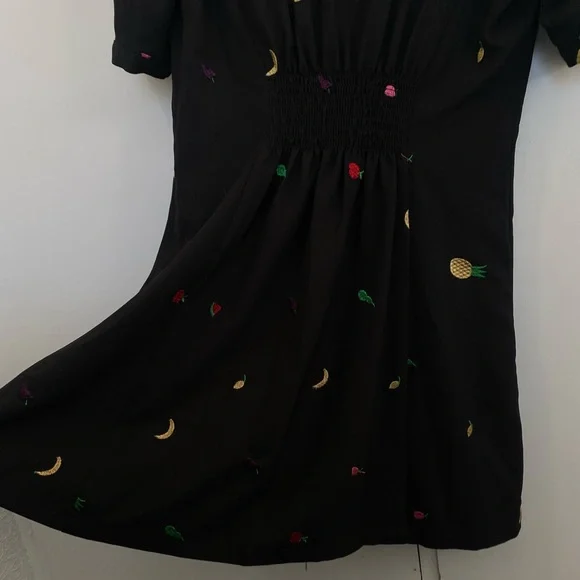 Abow Black Dress with Fruit Embroidery 🍉 🍎 🍌 Size 10 - Picture 16 of 16